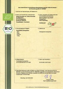 Bio-Zertifikat 2020